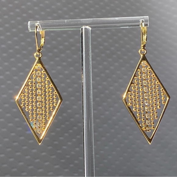 Joan Rivers Vintage Geometry Rhinestone Fringe Leverback Earrings - Picture 10 of 15